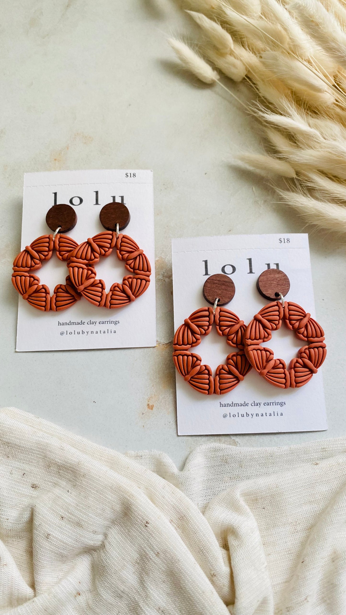 Terracotta Butterflies Clay Earrings