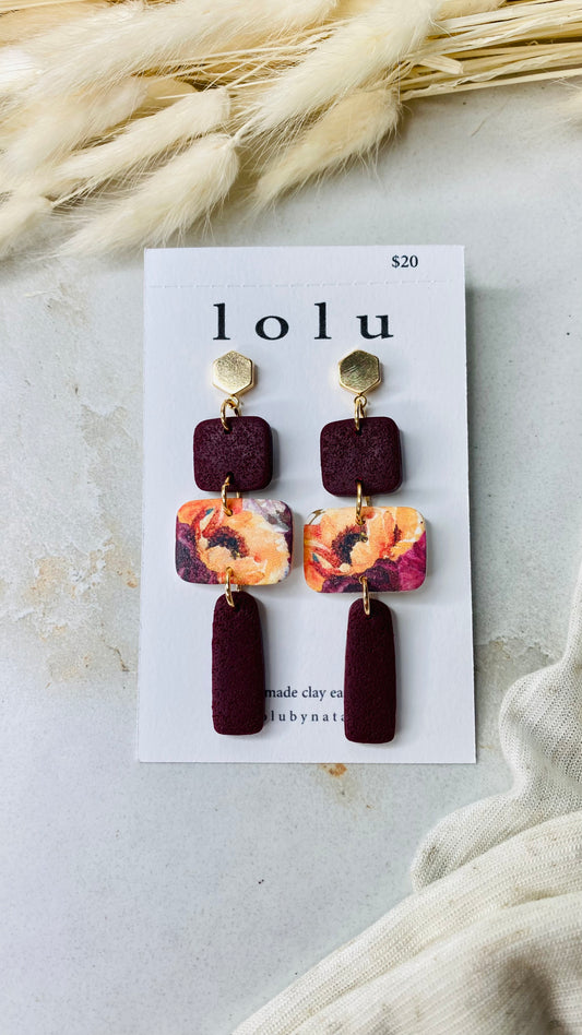 Fall Wine Red Clay Earrings