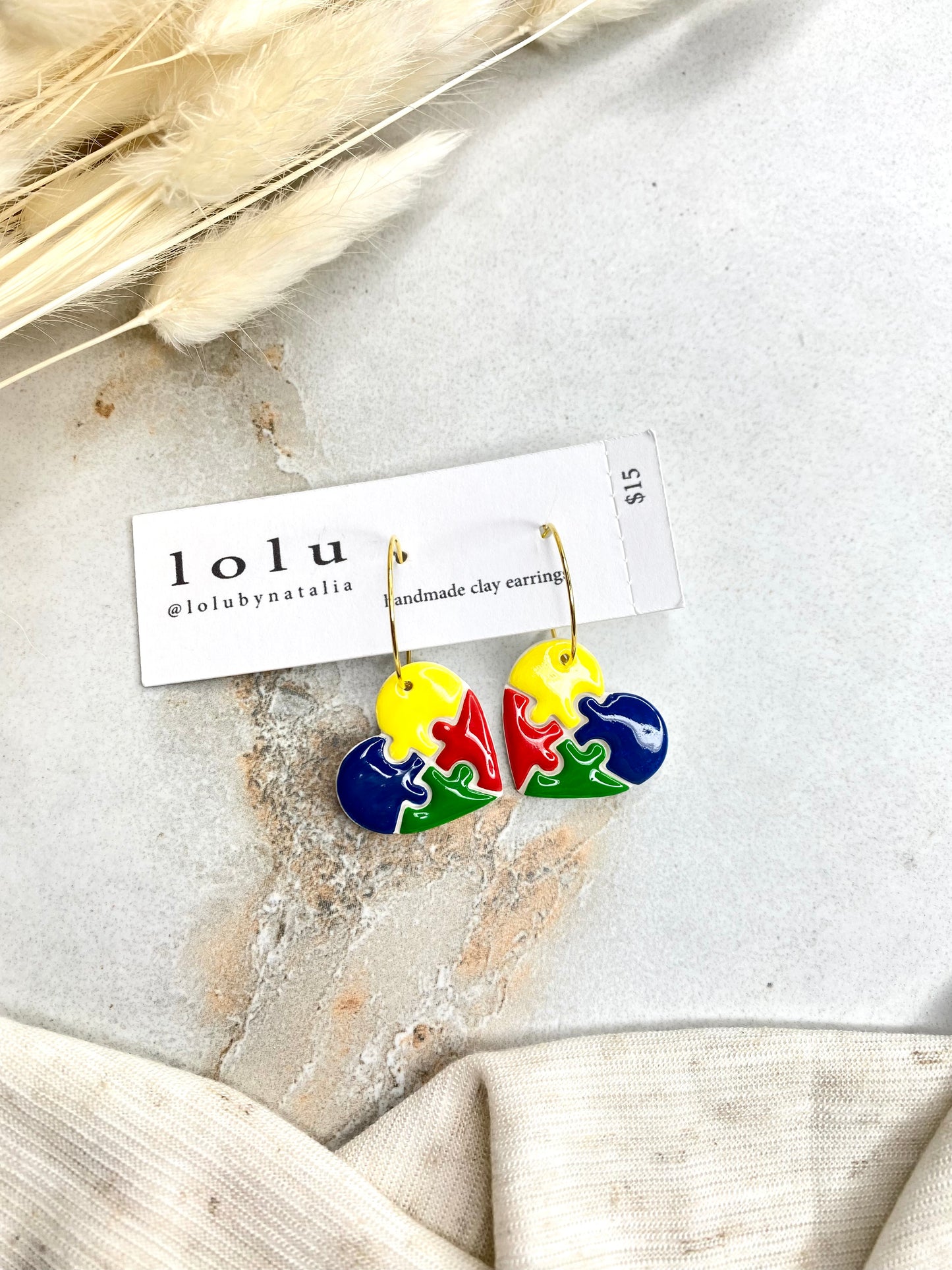 Autism Awareness Clay Earrings