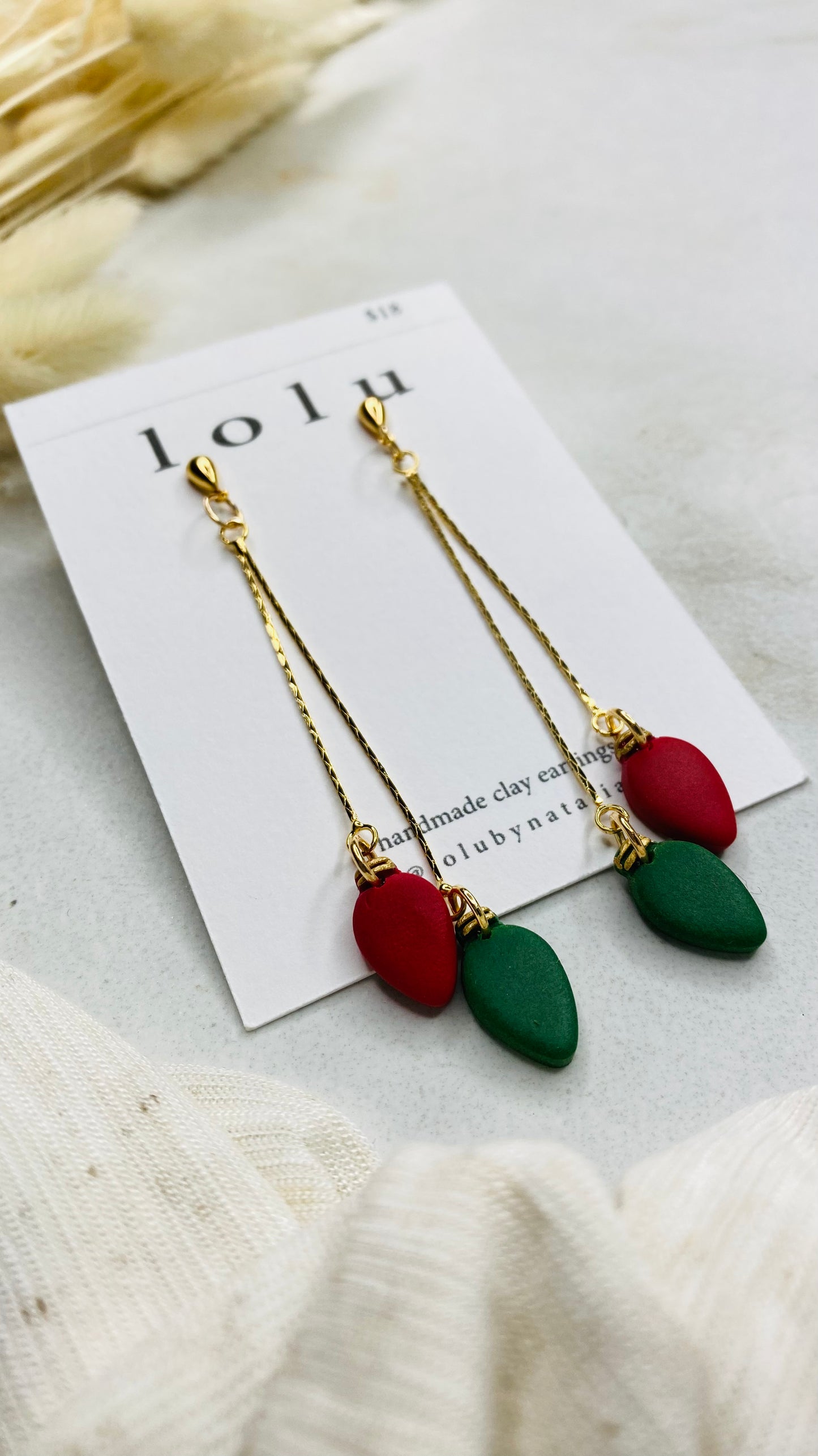 Christmas Lights Clay Earrings