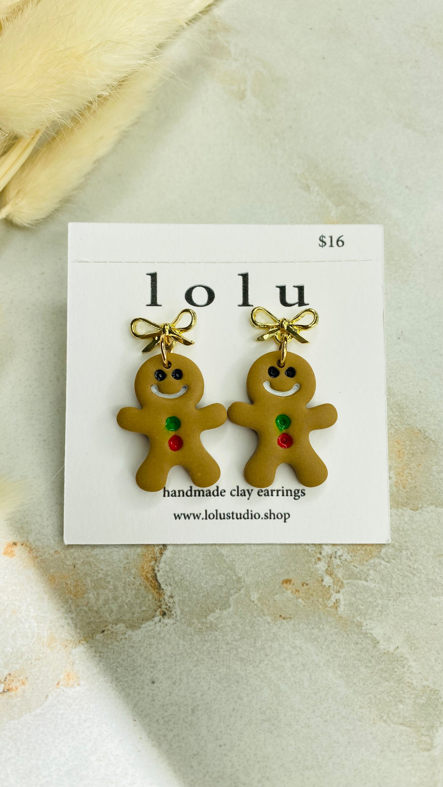 Gingerbread Man Clay Earrings