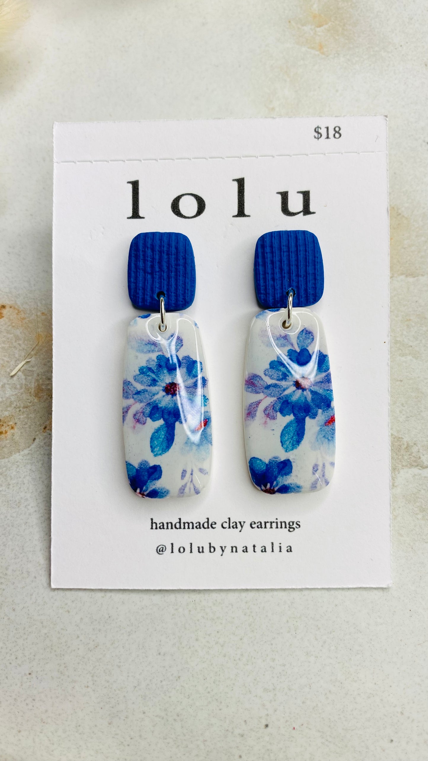 Blue Watercolor Clay Earrings