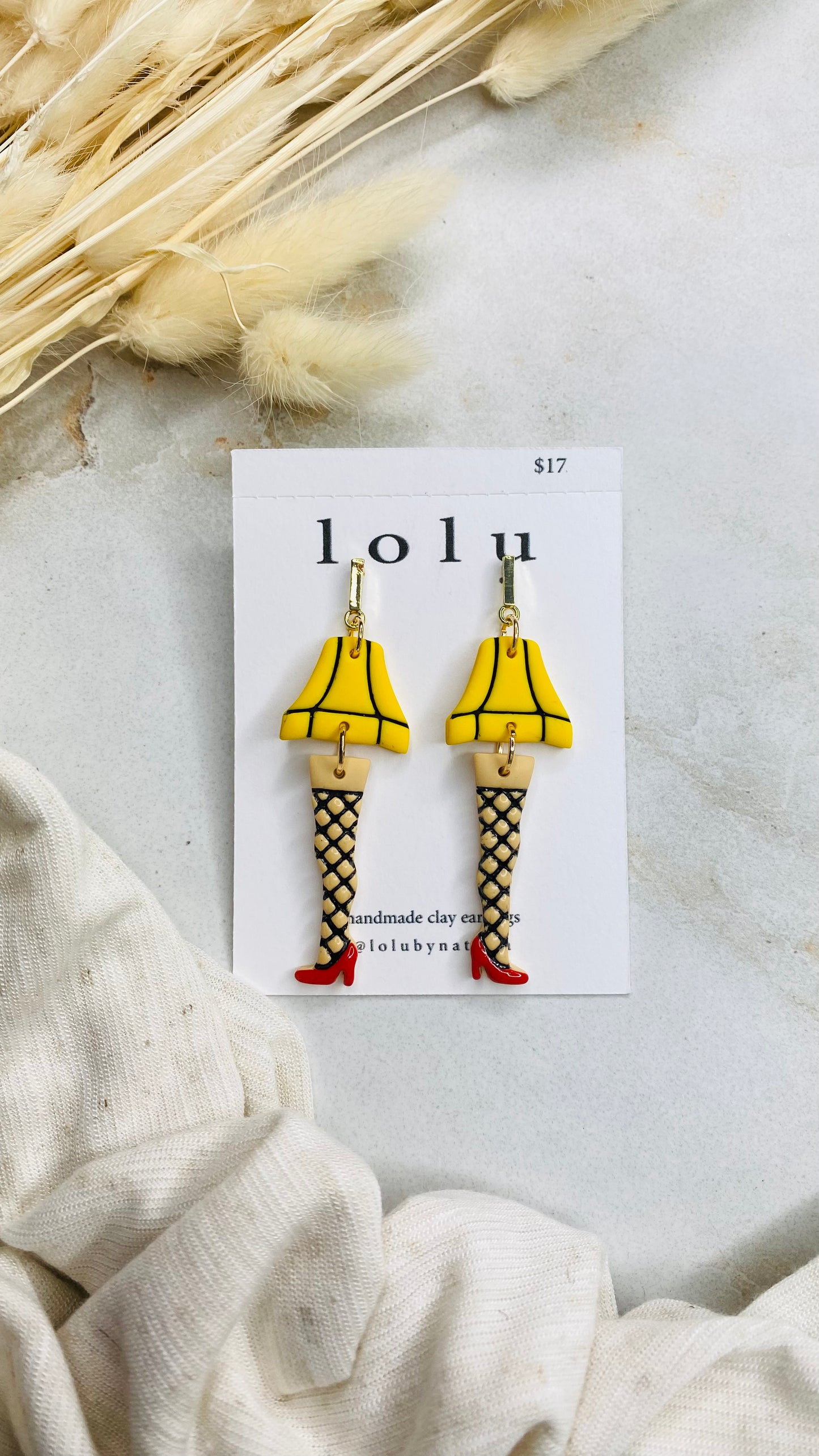 A Christmas Story Leg Lamp Clay Earrings