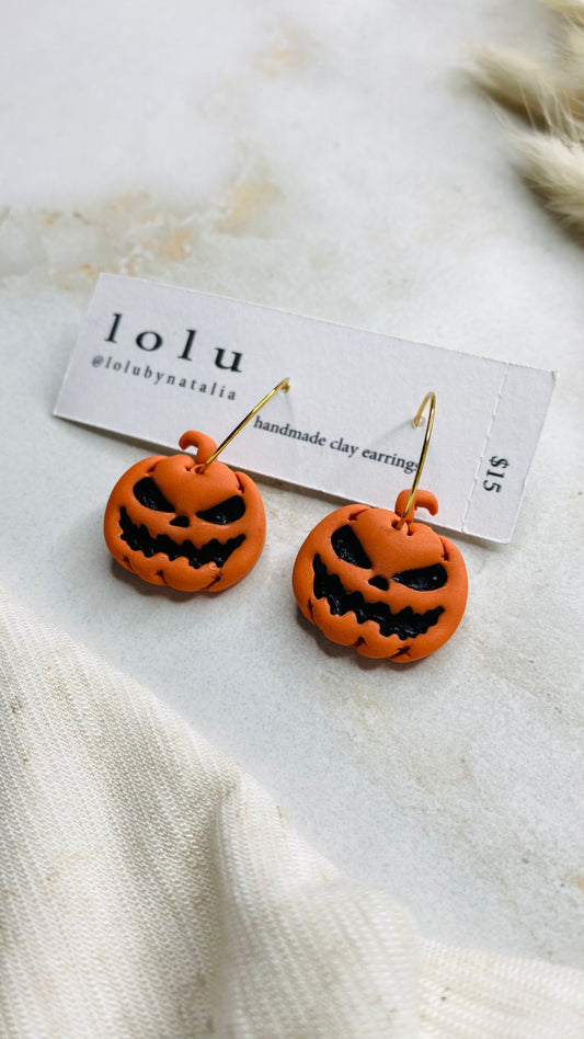 Jack O’ Lantern Halloween Clay Earrings