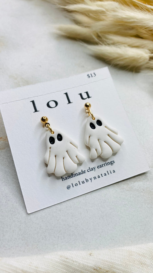 Cute Little Ghost Clay Earrings