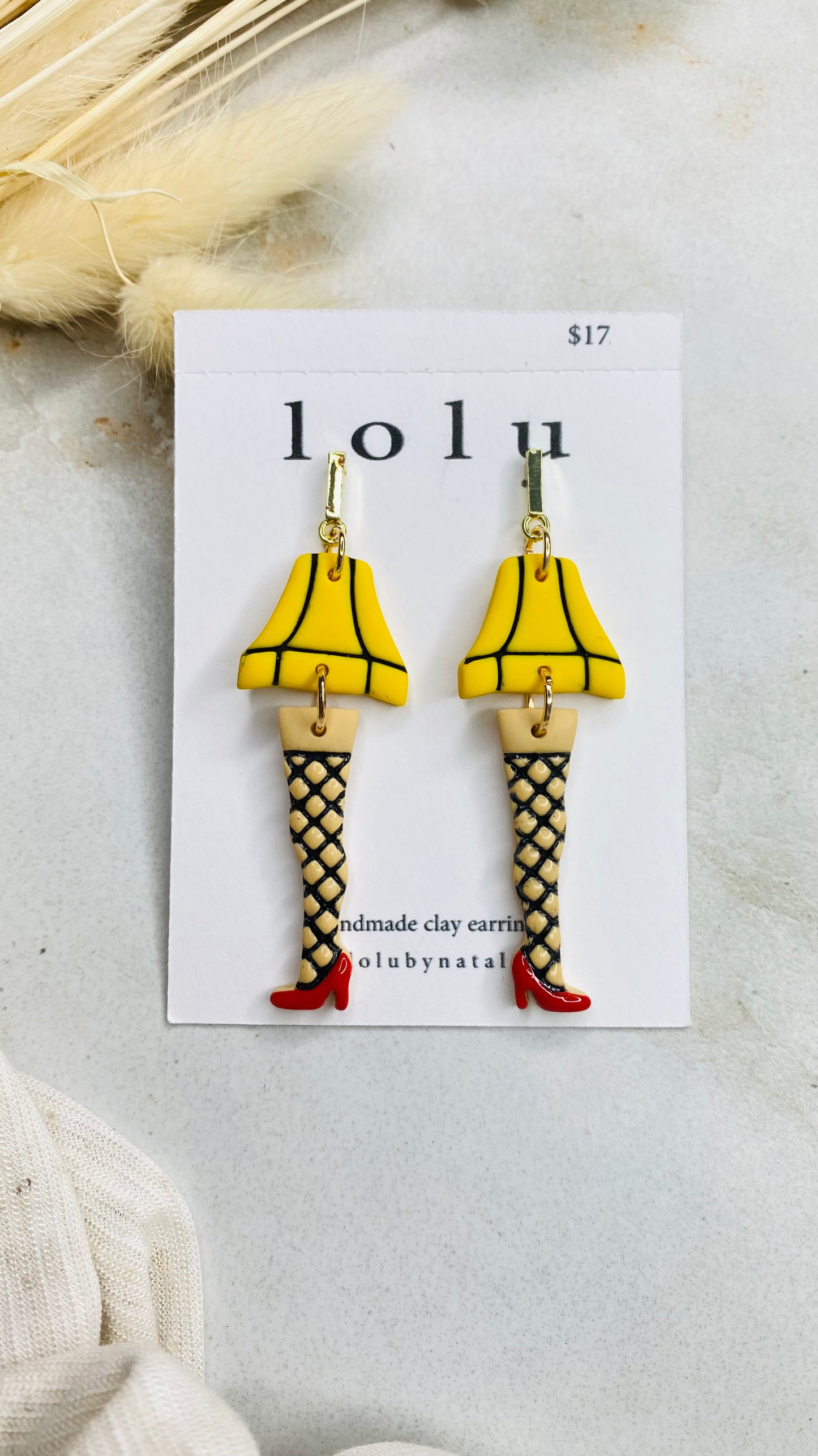 A Christmas Story Leg Lamp Clay Earrings