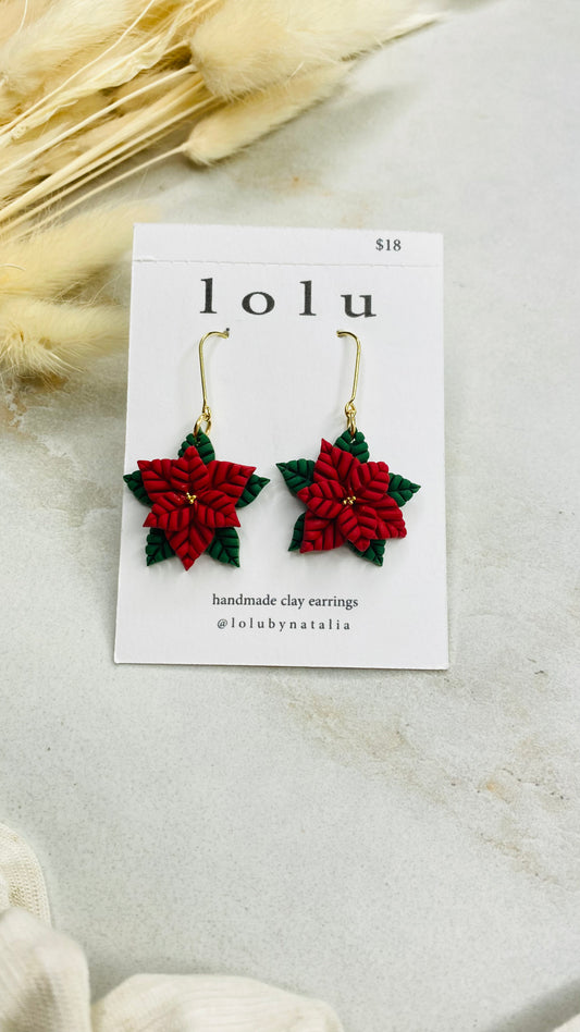 Poinsettia Clay Earrings