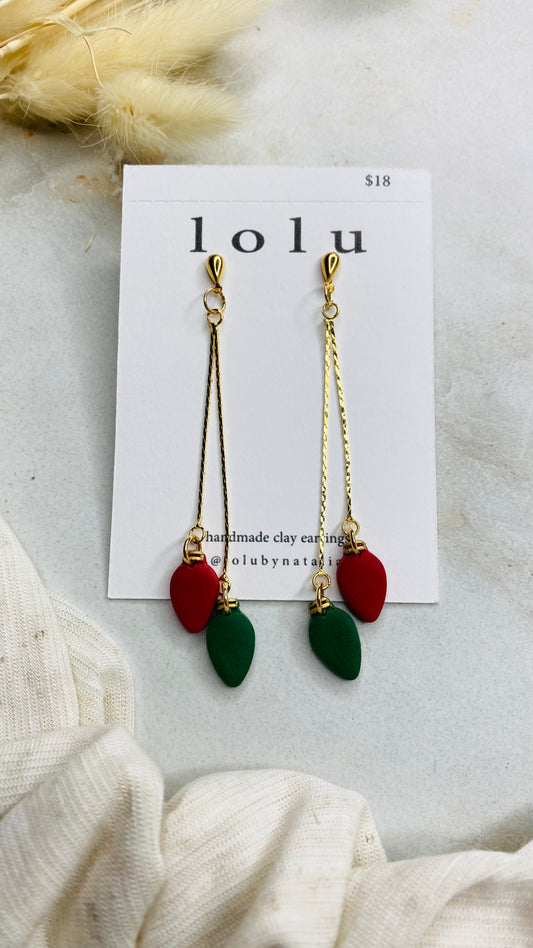 Christmas Lights Clay Earrings