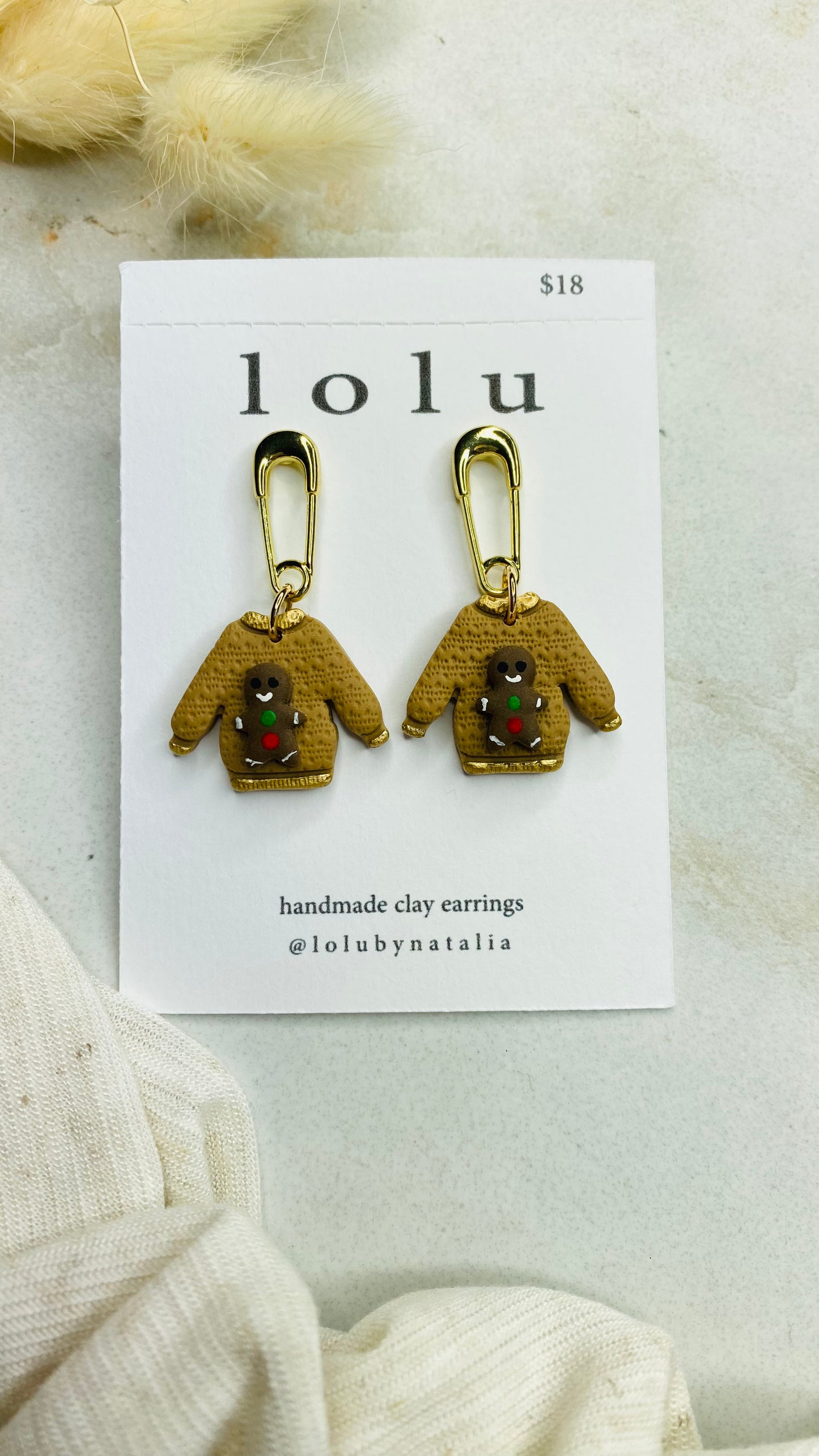 Ugly Christmas Sweater Clay Earrings