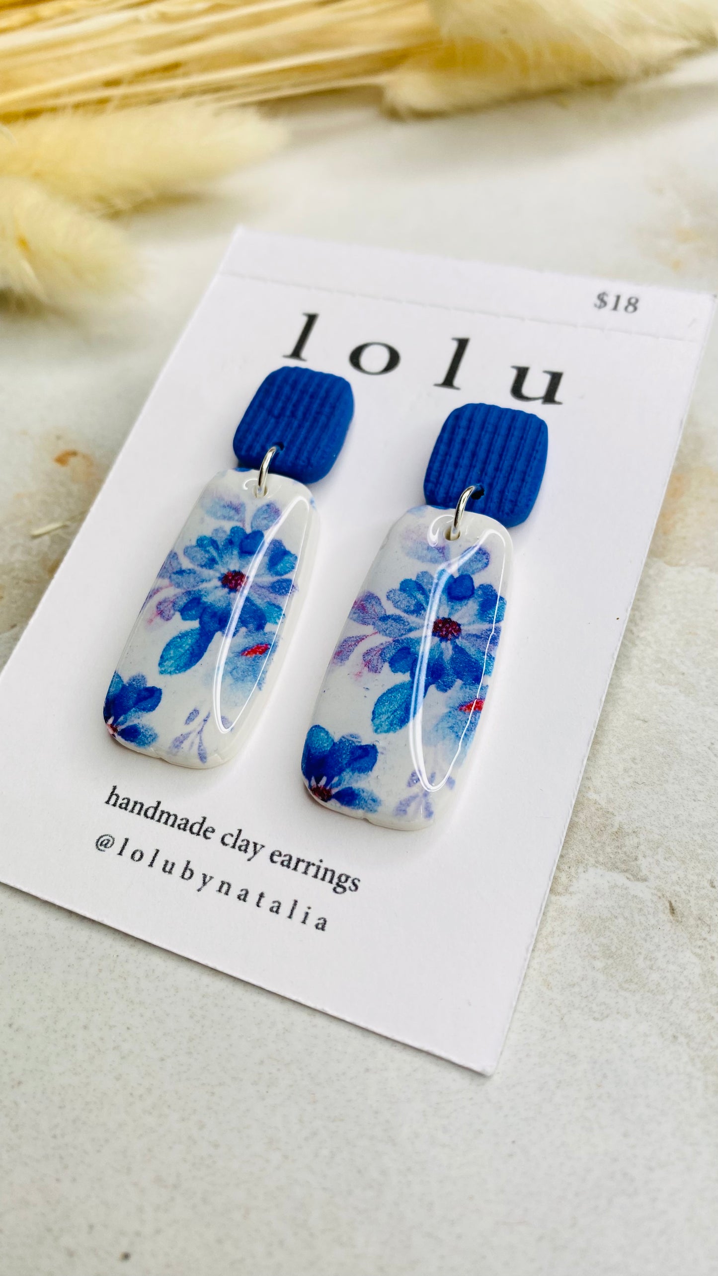 Blue Watercolor Clay Earrings