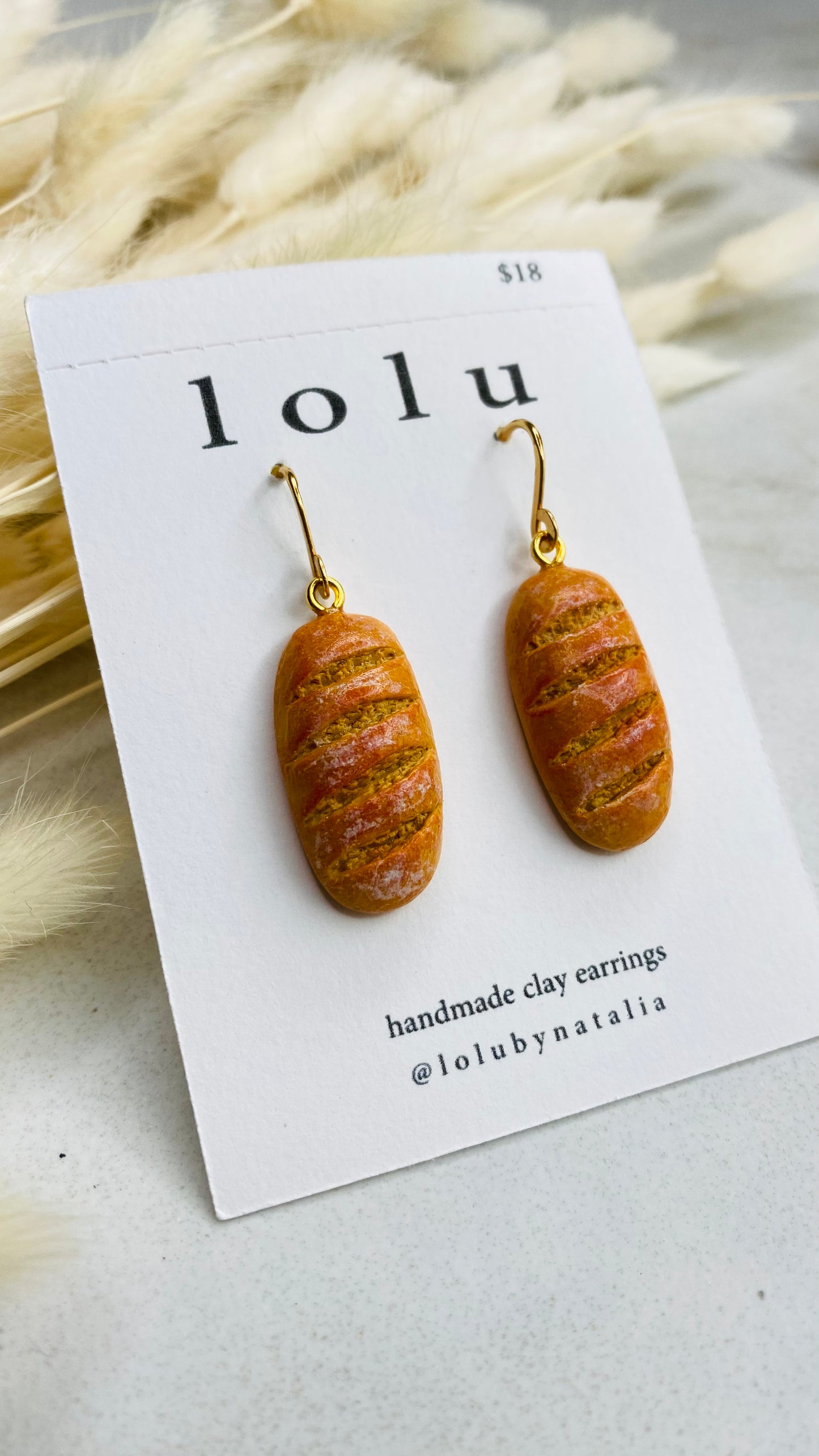 Sourdough Loaf Clay Earrings