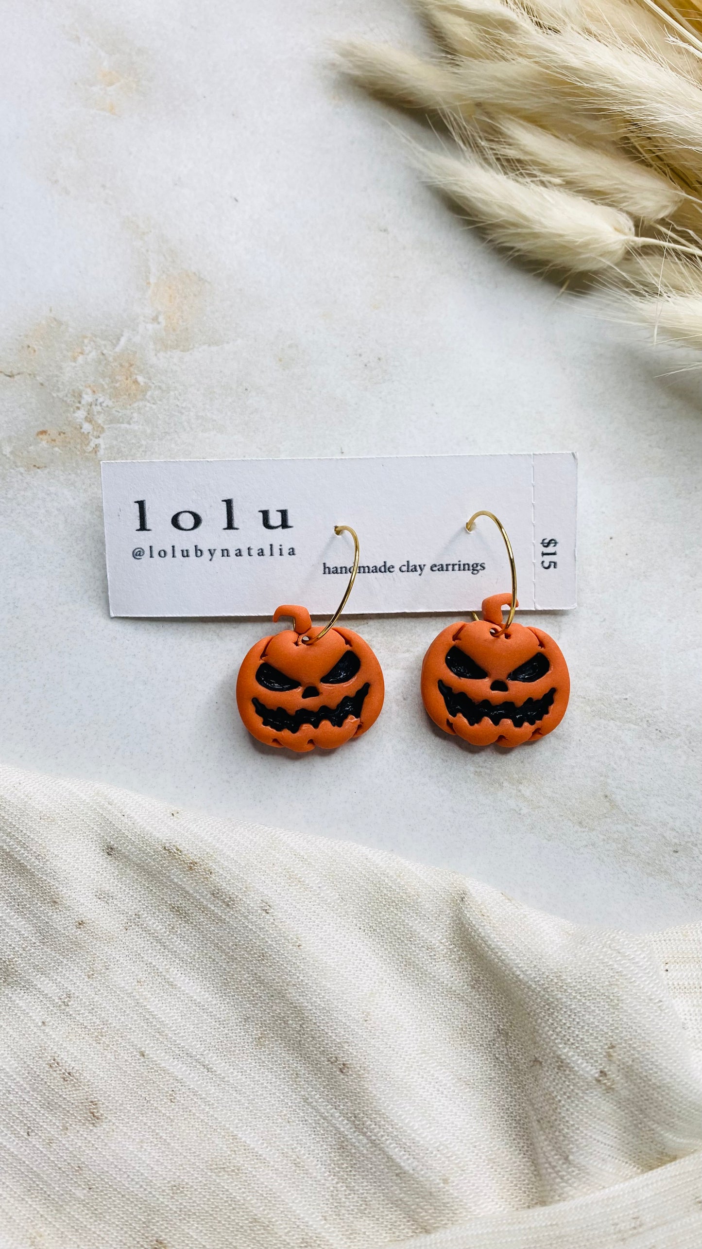 Jack O’ Lantern Halloween Clay Earrings