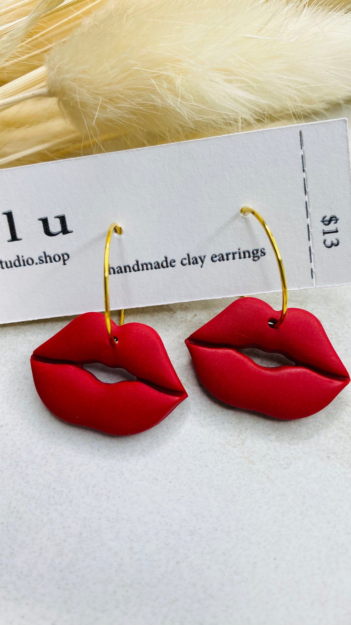Lips Clay Earrings