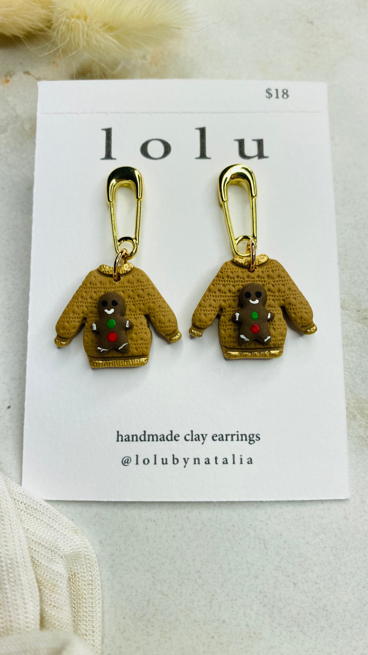 Ugly Christmas Sweater Clay Earrings