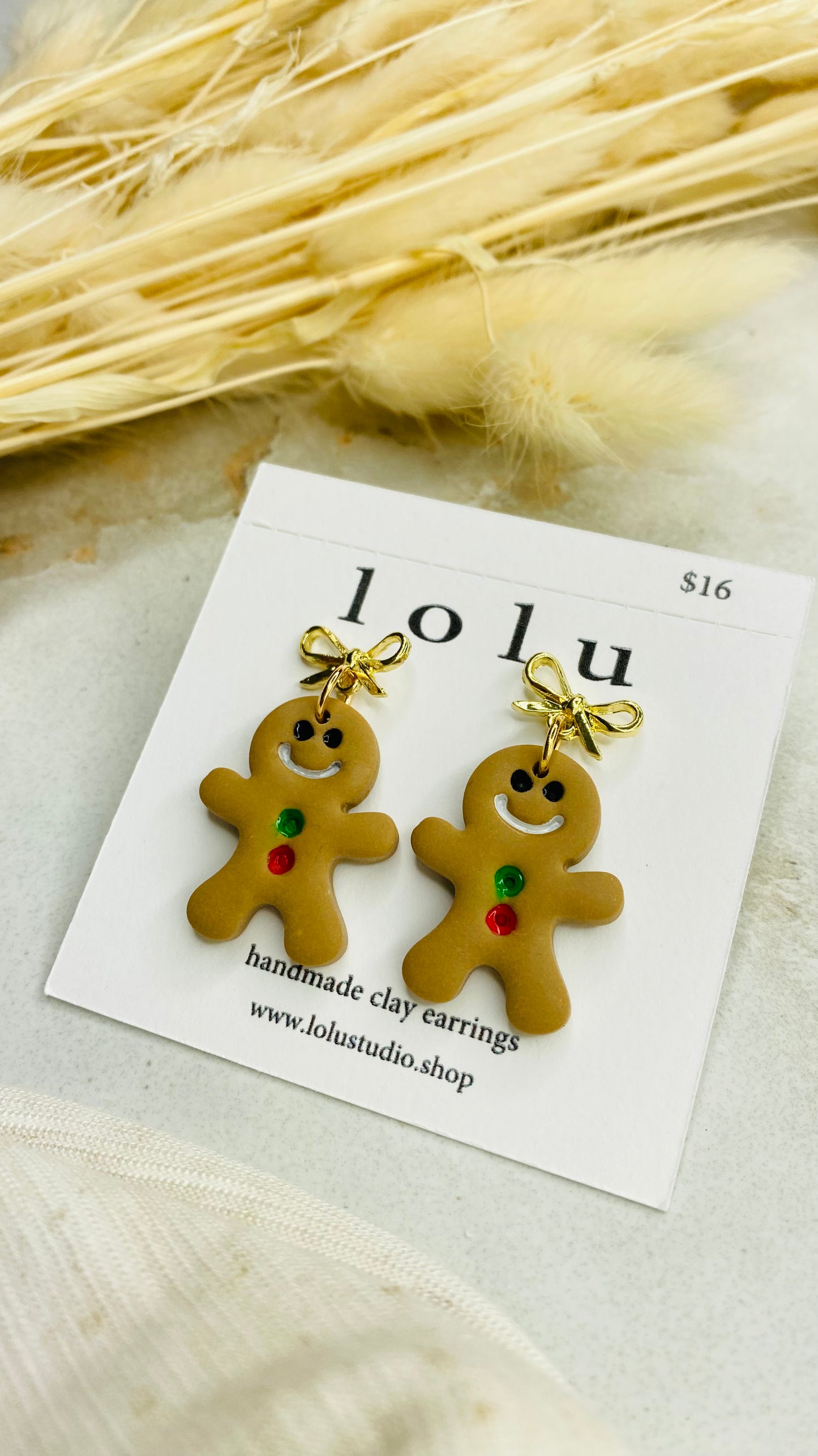 Gingerbread Man Clay Earrings