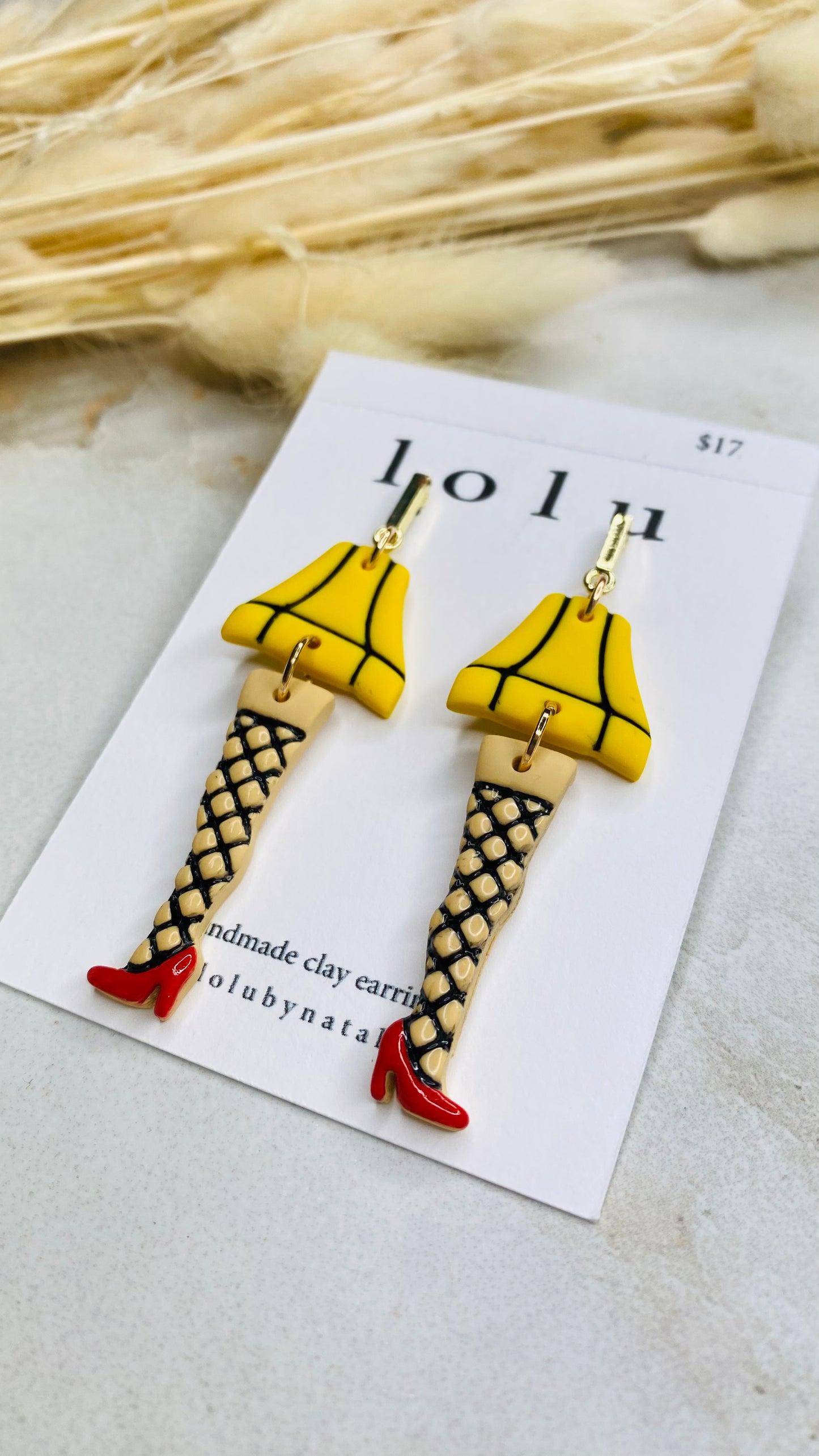 A Christmas Story Leg Lamp Clay Earrings