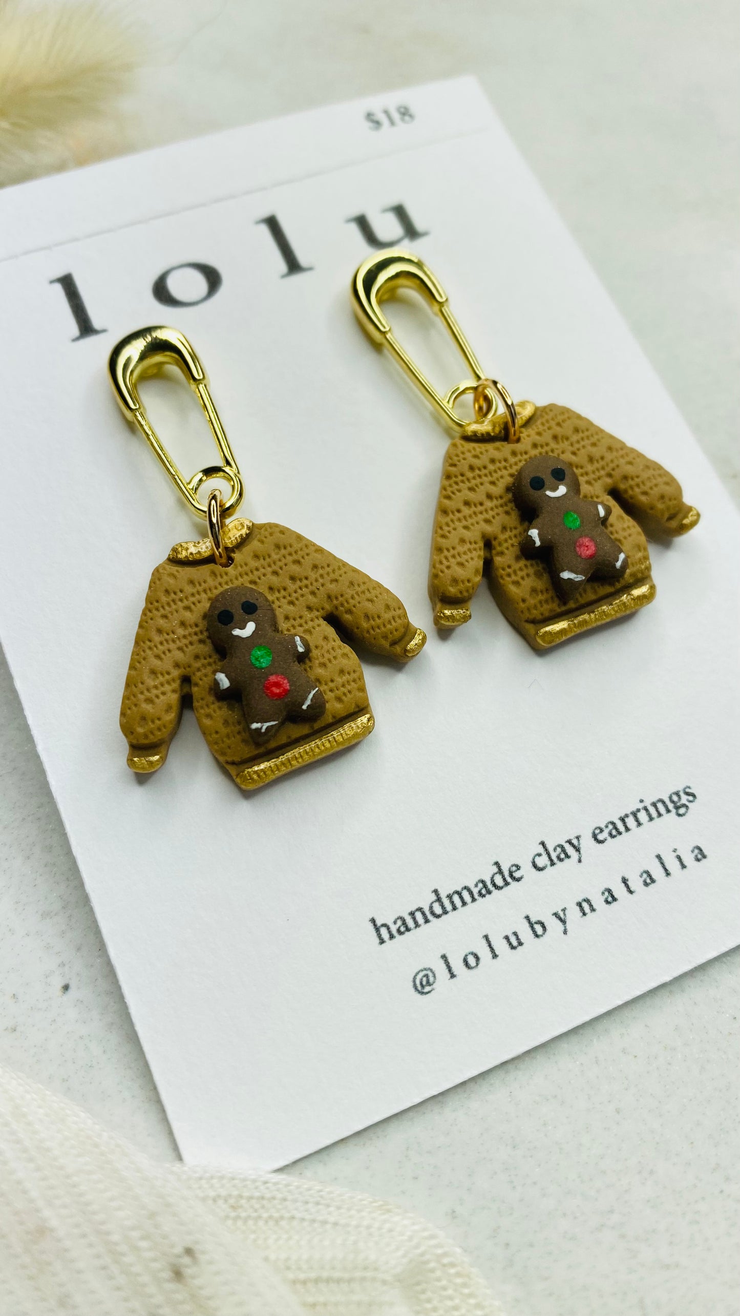 Ugly Christmas Sweater Clay Earrings