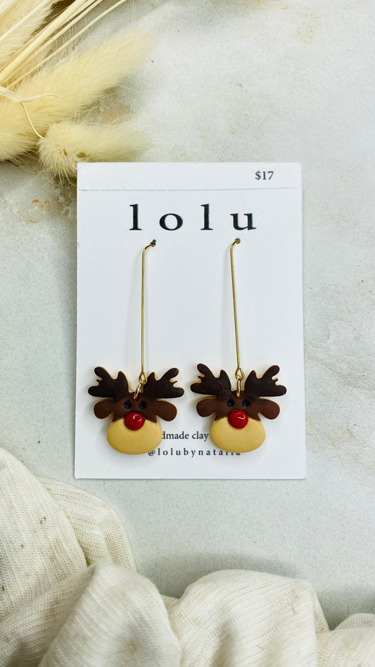 Christmas Moose Clay Earrings