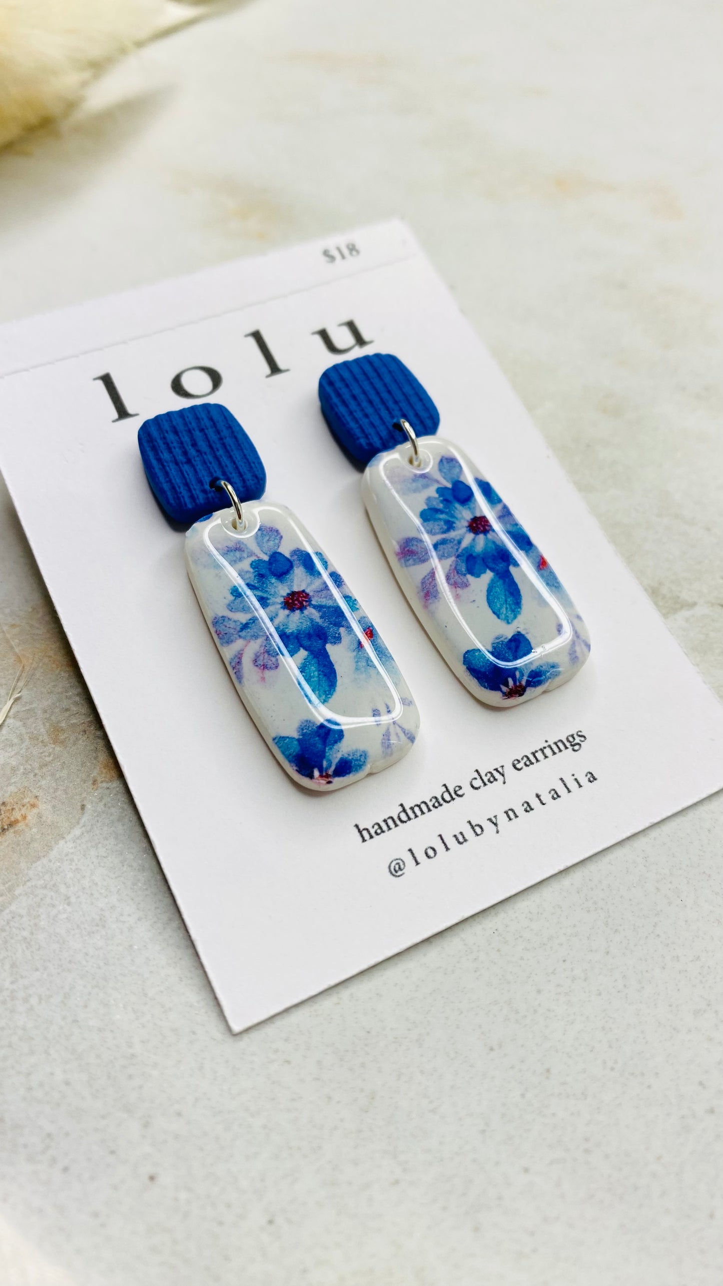 Blue Watercolor Clay Earrings