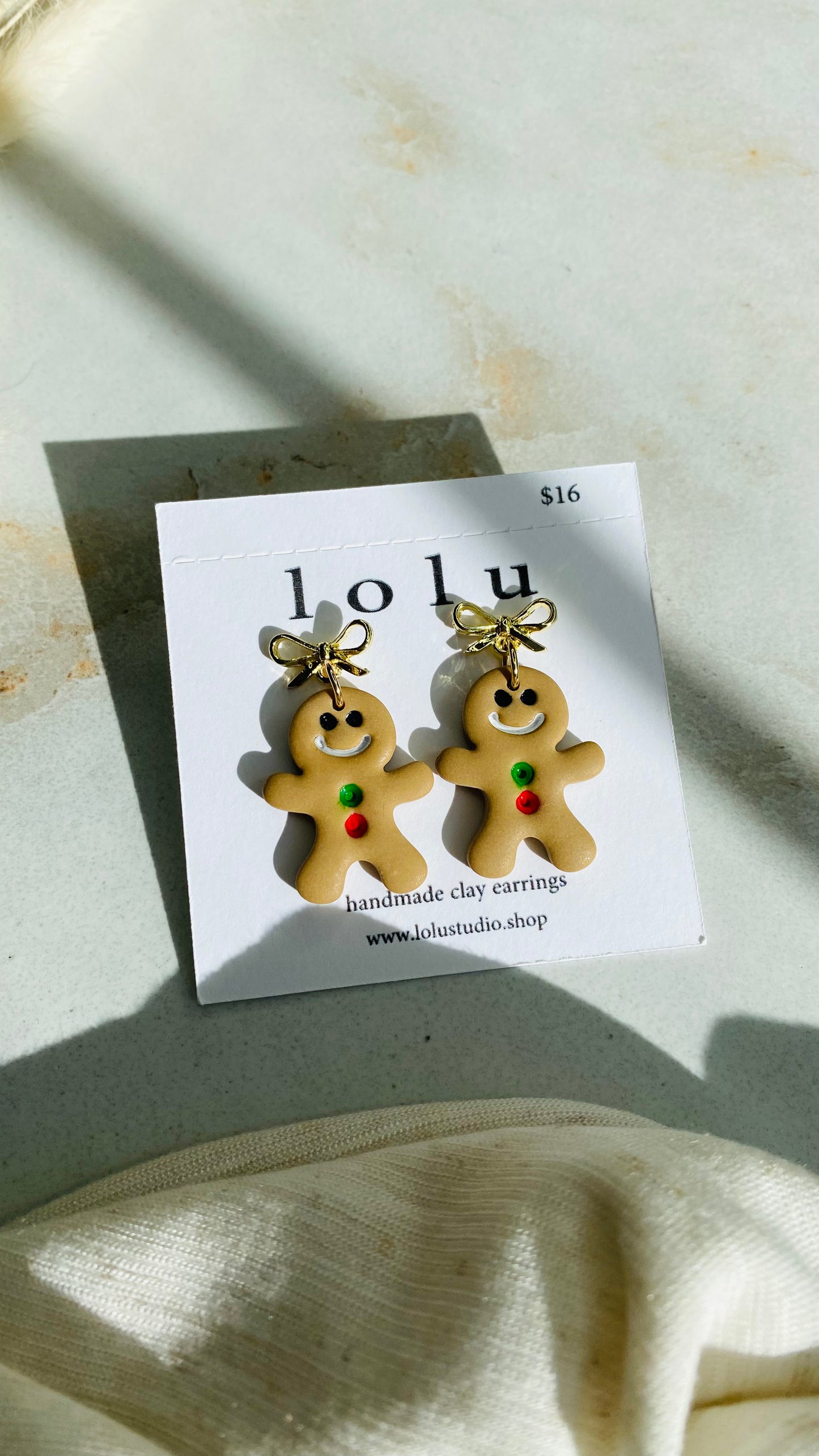 Gingerbread Man Clay Earrings