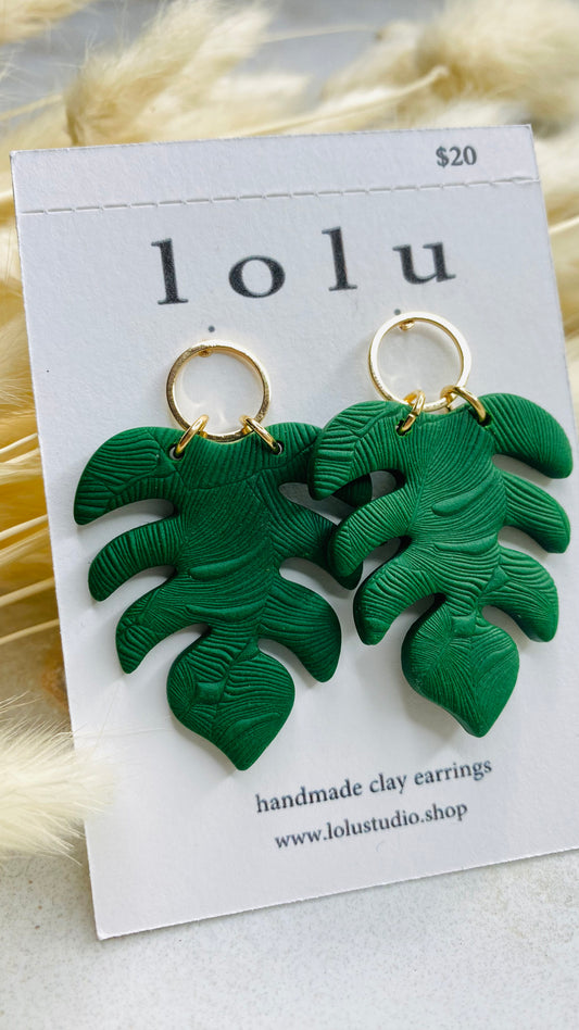 Monstera Clay Earrings